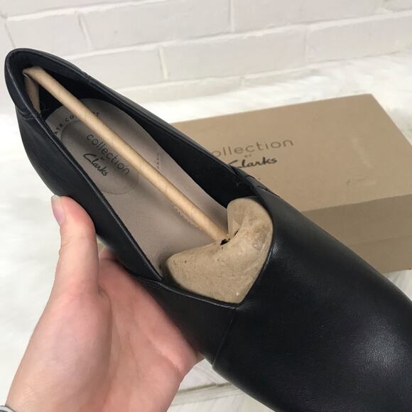 Clarks Collection By Clark’s NIB Juliet Palm Black Leather Slip On Loafers - Picture 3 of 7